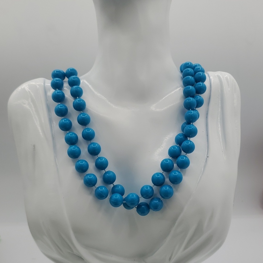 Vintage Blue Passion Beaded Necklace Long Length At 46 Inch N3620